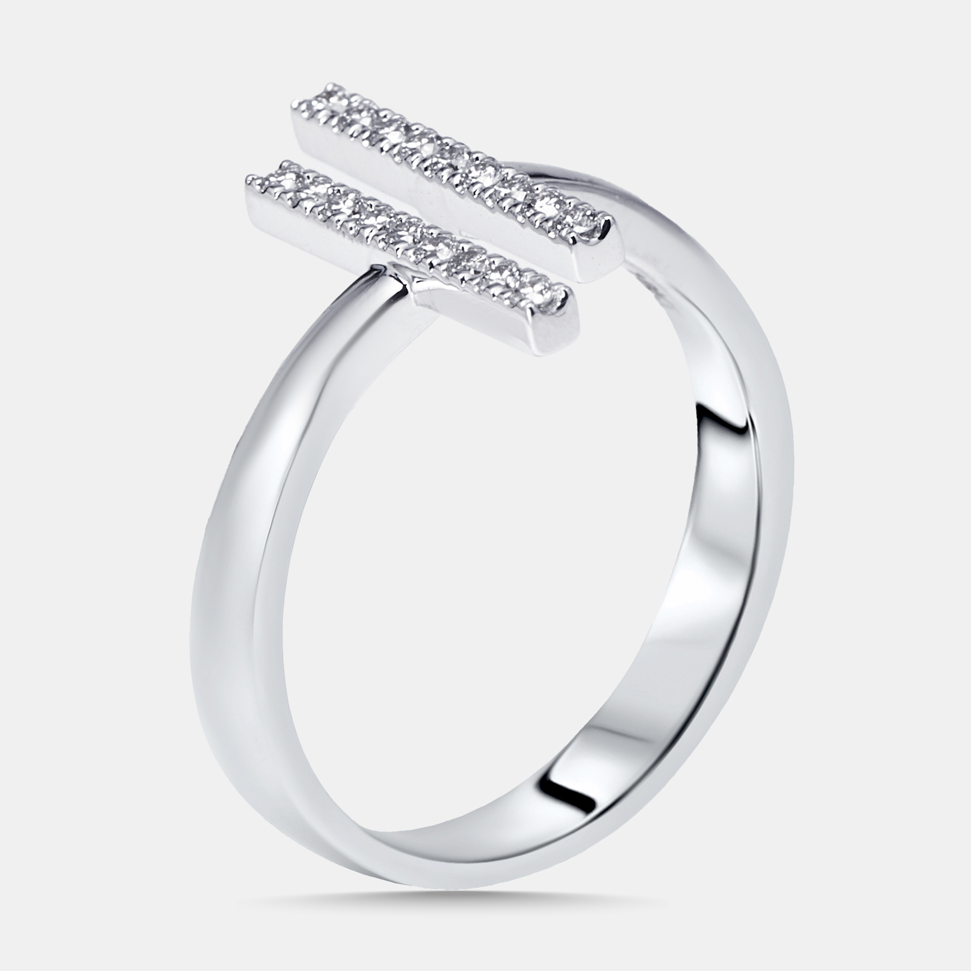 0.18 cts Round Lab Grown Diamonds 18k White Gold Ring Size 52, Rings - Luxury Closet