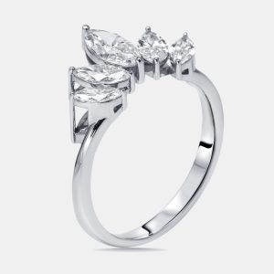 1 ct Marquise Lab Grown Diamonds 18k White Gold Ring Size 52, Rings - Luxury Closet