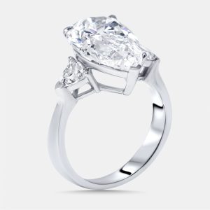 5.6 cts Pear, Trillion Lab Grown Diamonds 18k White Gold Ring Size 53, Rings - Luxury Closet