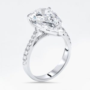 6.2 cts Pear, Round Lab Grown Diamonds 18k White Gold Ring Size 53, Rings - Luxury Closet