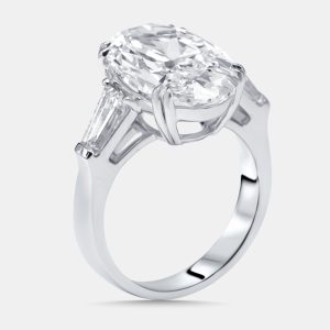 8 cts Oval, Trapazoid Lab Grown Diamonds 18k White Gold Ring Size 53, Rings - Luxury Closet