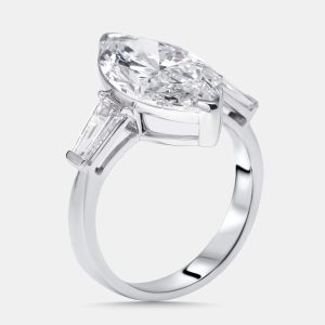 5.9 cts Marquise, Trapezoid Lab Grown Diamonds 18k White Gold Ring Size 53, Rings - Luxury Closet