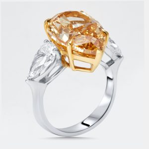 13 cts Pear Lab Grown Diamonds 18k Two Tone Gold Ring Size 55, Rings - Luxury Closet