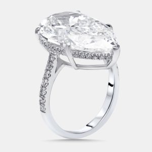 10.5 cts Pear, Round Lab Grown Diamonds 18k White Gold Ring Size 55, Rings - Luxury Closet