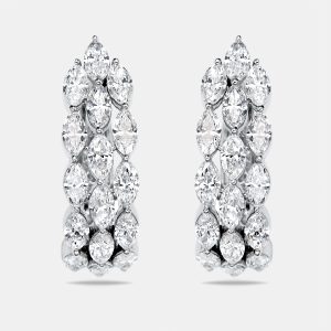 2.3 cts Marquise Lab Grown Diamond 18k White Gold Earrings, Earrings - Luxury Closet