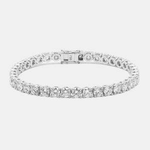 11 cts Round Brilliant Cut 18k White Gold Lab Grown Diamonds Tennis Bracelet, Bracelets - Luxury Closet