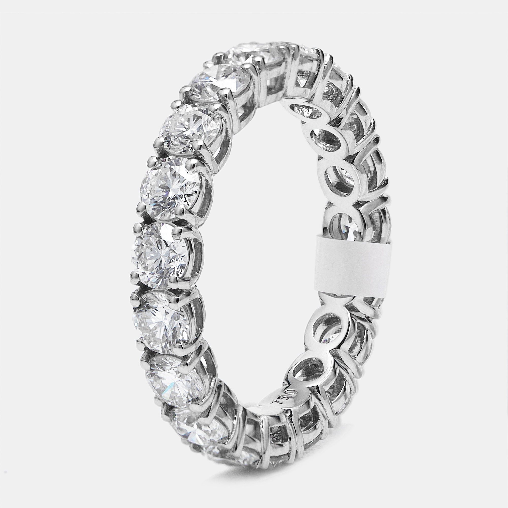 3.00 cts Round Brilliant Lab Grown Diamonds 18k White Gold Eternity Band Ring Size 52, Rings - Luxury Closet