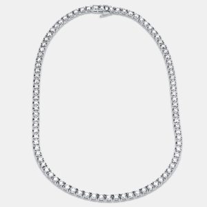30.00 cts Round Lab Grown Diamonds 18k White Gold Tennis Necklace, Necklaces - Luxury Closet