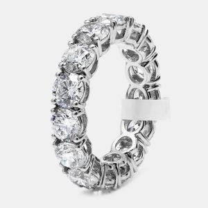 5.5 cts Round Brilliant Lab Grown Diamonds 18k White Gold Eternity Band Ring Size 49, Rings - Luxury Closet