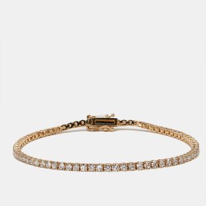 2.30 cts Round Brilliant Lab Grown Diamonds 18k Rose Gold Tennis Bracelet, Bracelets - Luxury Closet