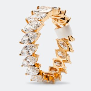 3.80 cts Marquise Brilliant Lab Grown Diamond 18k Rose Gold Eternity Band Ring Size 54, Rings - Luxury Closet