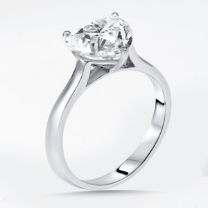 3 cts Heart Lab Grown Diamonds 18k White Gold Ring Size 52, Rings - Luxury Closet