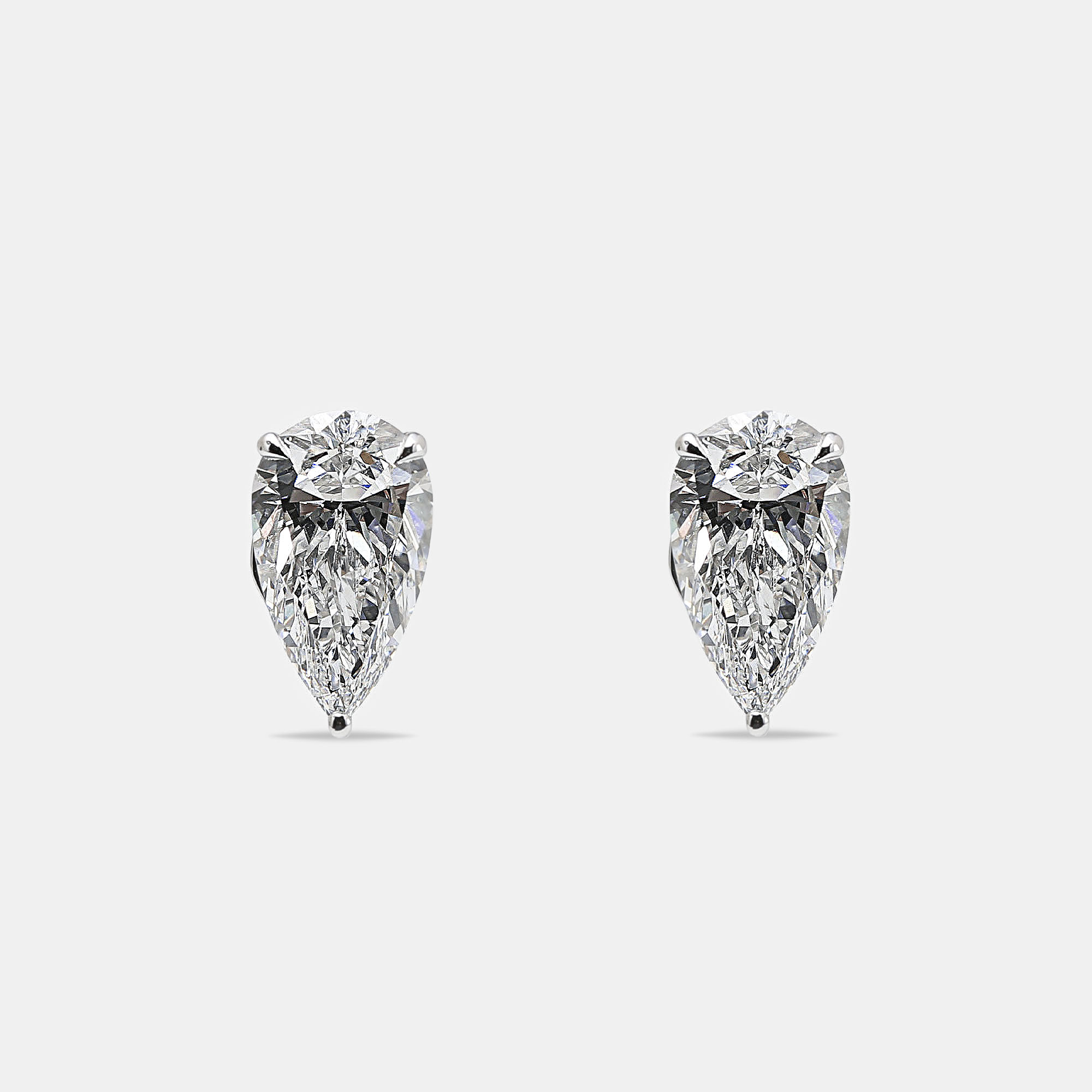 6.00 cts Pear Brilliant Cut 18k White Gold Lab Grown Diamonds Solitaire Stud Earrings, Earrings - Luxury Closet