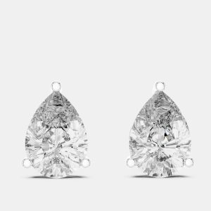 4.00 cts Pear Cut 18k White Gold Lab Grown Diamond Stud Earrings, Earrings - Luxury Closet