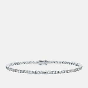 3.30 cts Round Brilliant Lab Grown Diamonds Sterling Silver 925 Tennis Bracelet, Bracelets - Luxury Closet