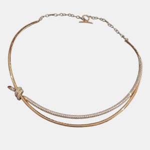 Tiffany & Co. Double Knot 18K Yellow Gold with Diamonds Necklace, Necklaces - Luxury Closet