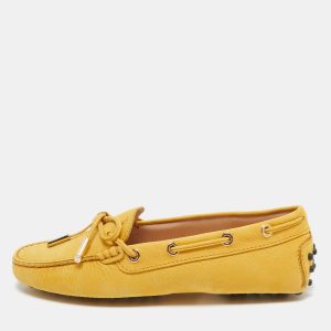 Tod's Yellow Nubuck Leather Gommino Penny Loafers Size 35, Loafers & Slip-Ons - Luxury Closet
