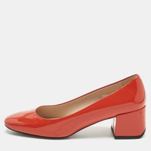 Tod's Red Patent Leather Block Heel Pumps Size 38.5, Pumps - Luxury Closet