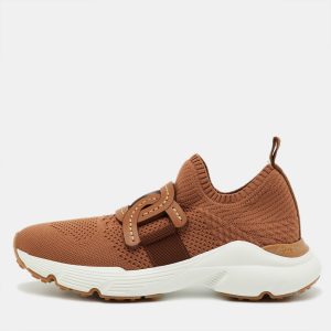 Tod's Brown Knit Fabric Chain Detail Kate Slip On Sneakers Size 37, Athletic Shoes & Sneakers - Luxury Closet