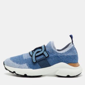 Tod's Blue Knit Fabric Chain Detail Kate Slip On Sneakers Size 37, Athletic Shoes & Sneakers - Luxury Closet