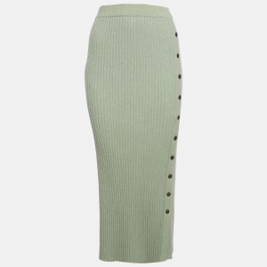 Tory Burch Green Lurex Rib Knit Midi Skirt L, Skirts - Luxury Closet