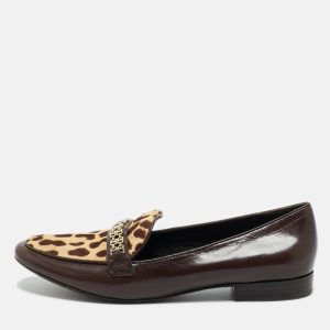 Tory Burch Brown Calf Hair and Leather Gemini Link Loafers Size 41, Loafers & Slip-Ons - Luxury Closet
