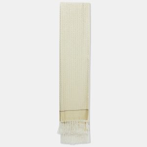 Valentino Gold Monogram Lurex Jacquard Fringed Scarf, Scarves & Shawls - Luxury Closet