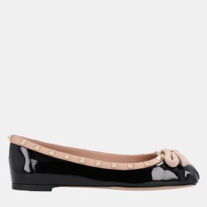 Valentino Rockstud EU 36 Black Calfskin Leather Ballerina, Pumps - Luxury Closet