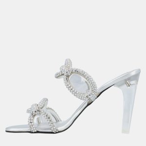 Valentino Chain 1967 Slide EU 37 Silver Leather Sandals, Sandals - Luxury Closet