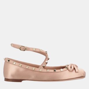 Valentino Rockstud EU 37 Pink Satin Ballerinas, Pumps - Luxury Closet