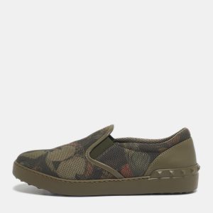 Valentino Green Canvas and Leather Slip On Sneakers Size 40, Athletic Shoes & Sneakers - Luxury Closet