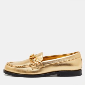 Valentino Gold Leather VLogo Chain Slip On Loafers Size 35, Loafers & Slip-Ons - Luxury Closet