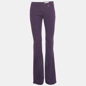 Versace Collection Purple Crepe Wide Leg Trousers S, Clothing - Luxury Closet
