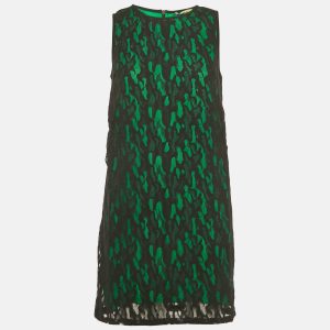 Versace Jeans Black/Green Lace Overlay Sleeveless Mini Dress M, Dresses - Luxury Closet