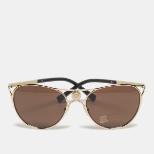 Versace Black/Gold Tone MOD 2237 Medusa Aviator Sunglasses, Sunglasses - Luxury Closet