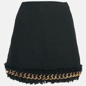 Versace Black Tweed Chain Insert Mini Skirt M, Skirts - Luxury Closet
