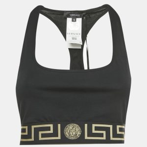 Versace Black Greca Border Jersey Scoop Bralette L, Shirts & Tops - Luxury Closet