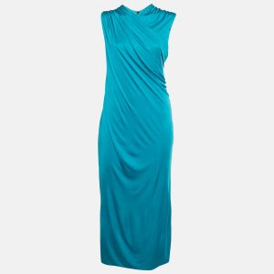 Versace Blue Jersey Ruched Bodycon L, Dresses - Luxury Closet