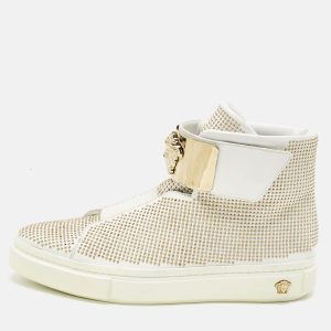 Versace White Leather Studded Medusa High Top Sneakers Size 41, Athletic Shoes & Sneakers - Luxury Closet