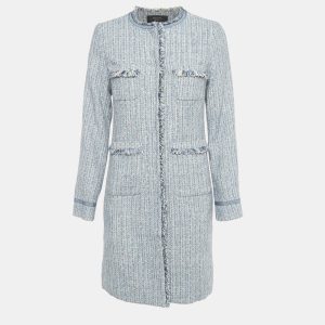 Weekend Max Mara Blue Tweed Mid-Length Coat S, Coats & Jackets - Luxury Closet