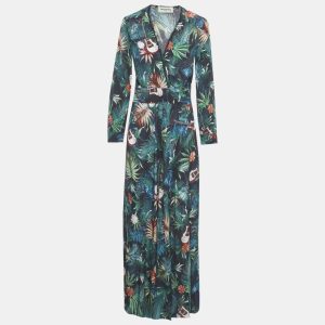 Zadig & Voltaire Green Jungle Print Crepe Roumi Long Dress XS, Dresses - Luxury Closet