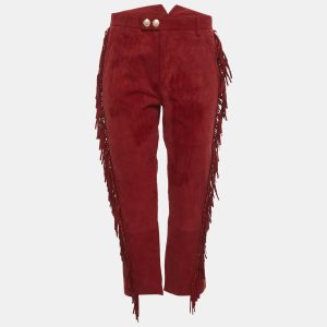 Zadig & Voltaire Red Suede Fringed Play Frange Trousers S, Clothing - Luxury Closet