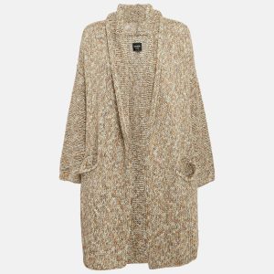 Zadig & Voltaire Brown Cotton Rib Knit Mia Cardigan M/L, Sweaters & Cardigans - Luxury Closet