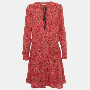 Zadig & Voltaire Red Floral Print Crepe Remus Liberty Mini Dress L, Dresses - Luxury Closet