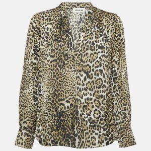 Zadig & Voltaire Brown Tink Leopard Print Satin Blouse M, Shirts & Tops - Luxury Closet
