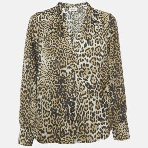 Zadig & Voltaire Brown Tink Leopard Print Satin Blouse S, Shirts & Tops - Luxury Closet