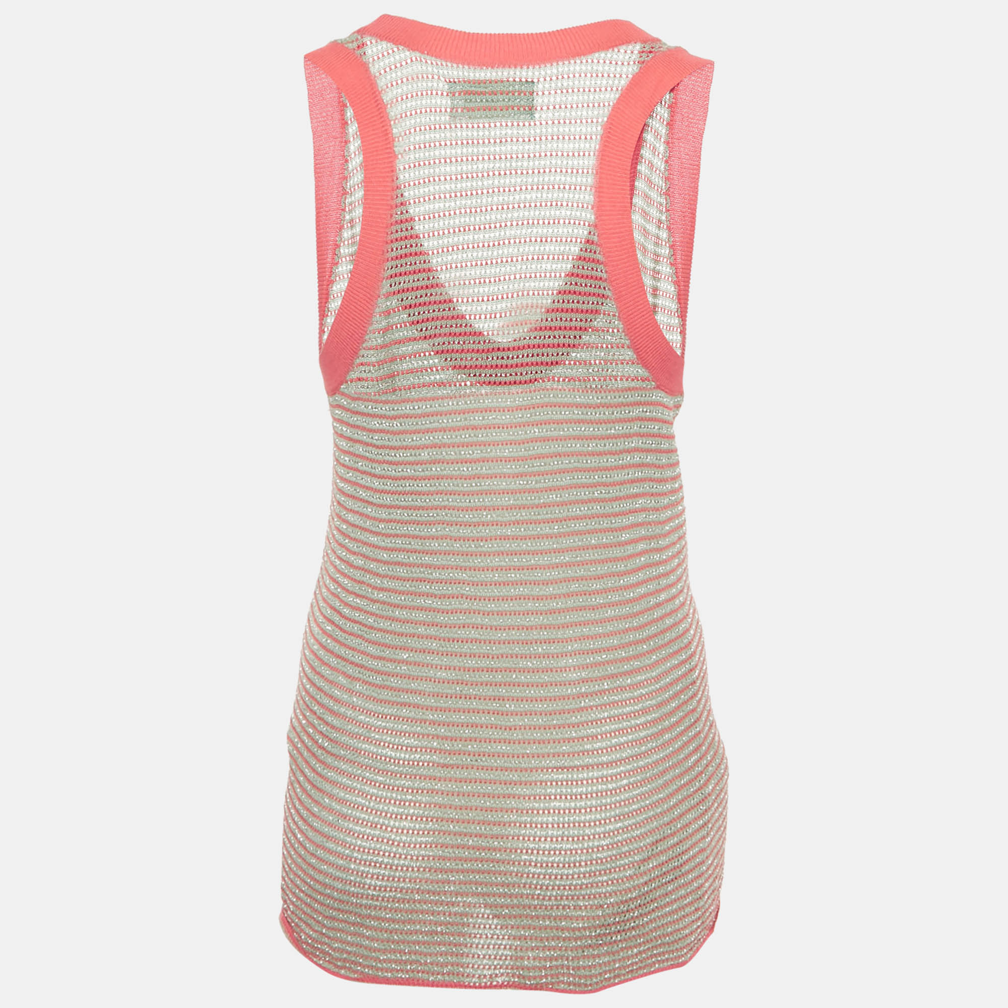Zadig & Voltaire Blue/Pink Lurex Joss Fishnet Tank Top S, Shirts & Tops - Luxury Closet