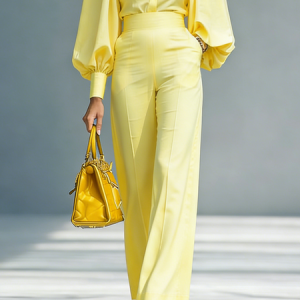 Urban Plain Straight Pants, Pants, color:Yellow|size:XXL, Stylewe