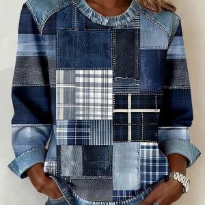 Vintage Crew Neck Abstract Sweatshirt Printing, Hoodies & Sweatshirts, color:Blue|size:4XL, catalog Noracora shop