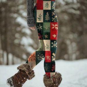 Women Christmas Vintage Spring/Fall Ankle Pants Leggings, Leggings, color:darkgreen|size:4XL, catalog Noracora shop